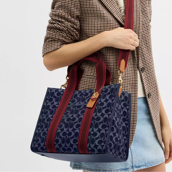 Sold Coach Blue and Red Signature Tote Bag - Picture 2 of 7